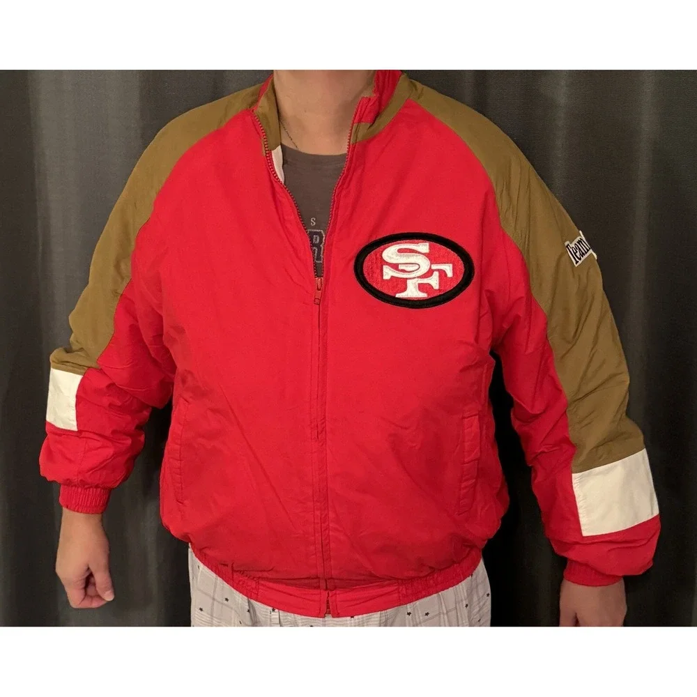 San Francisco 49ers Chalk Line Jacket Coat ~ Adult XL ~ Red NFL Football Vtg